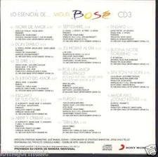 RARE cd  sleeve 80s MIGUEL BOSE sin ton ni son AMOR MIO COMO ESTAS ternuraFUEGO