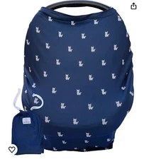 Alpy Baby Car Seat and Nursing Cover Up Navy With Llamas