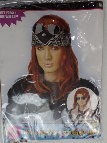 NUEVO ROCKERO ADULTO DE RED HOLLYWOD, ACCESORIO DE DISFRAZ DE PELUCA GUNS N ROSES - Imagen 2 de 5