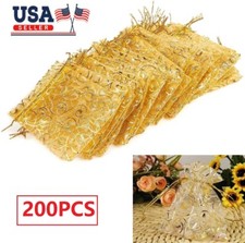 200PCS Sheer Drawstring Organza Jewelry Pouches Wedding Party Favor Gift Bags