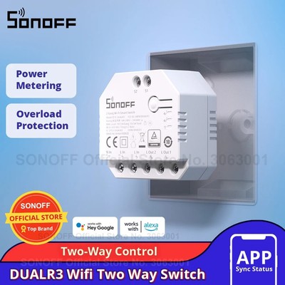 DUALR3 Dual Relay Module Wifi DIY MINI Switch Two Way Power Metering  2 G