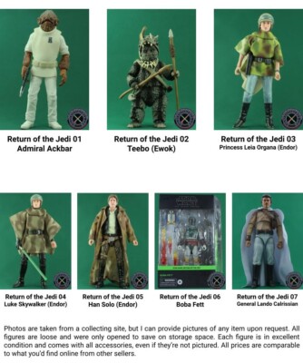 Star Wars Black Series Phase IV 6 Inch Action Figures Return of the Jedi (LOOSE)