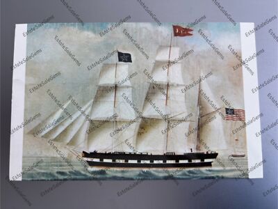 Vintage Postcard Bark JOHN CARVER whaling ship painting Oil on Glass by P. Weyts