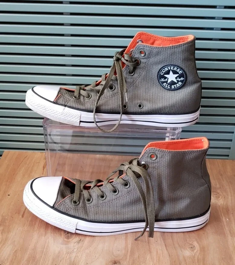 Converse Men s Chuck Taylor High Top Nylon Olive Green Orange