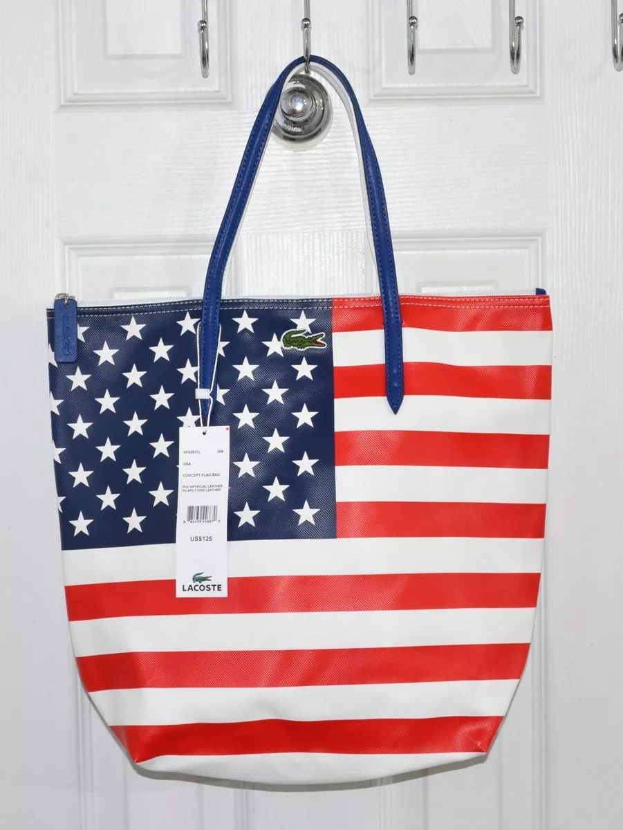 Lacoste Concept Flag America USA Tote Bag Red White Blue Stars