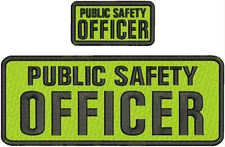P S OFFICER EMB PATCH 4X11 AND 2X5 VELCR@ ON BACK BLACK ON LIME GREEN