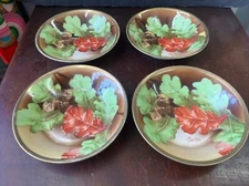 Antique Austria Berry Dessert Bowls Signed Martin Colorful Fruit Bowl Set 4