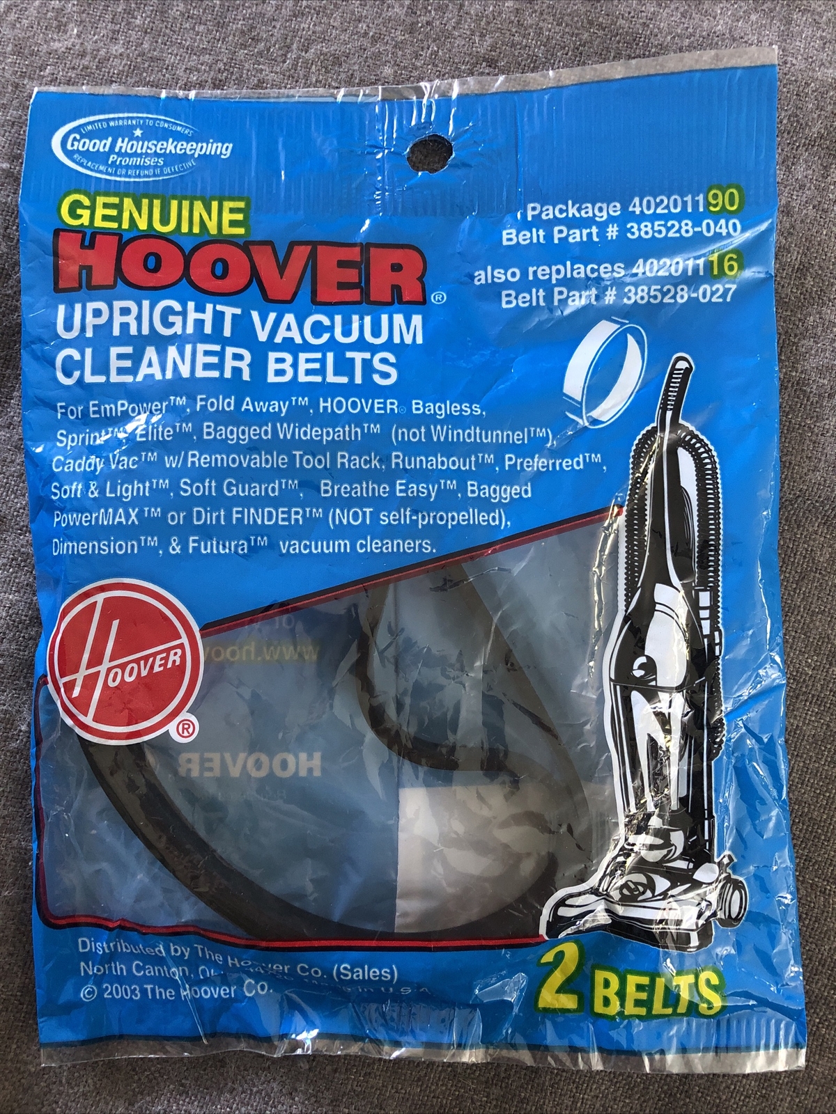 Hoover Vacuum Cleaner Belts 190 Two Pack Genuine Parts 4021190 Part