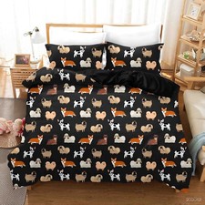 3D Dogs Animal Colorful Black Quilt Cover Set Duvet Cover Bedding Pillowcases