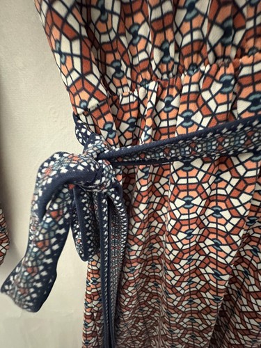 Lauren Ralph Lauren Midi Faux Wrap Dress Women's Size 10 Multi Color Brown Blue - Picture 11 of 24