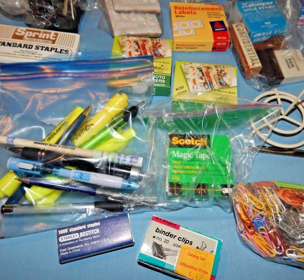 HUGE Lot of Small Assorted Office Supplies STAPLES CLIPS TAPE POST IT More EC