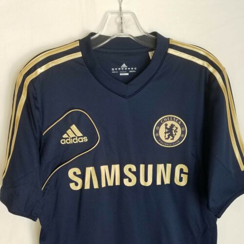Adidas Mens Navy Blue Gold Samsung Chelsea Football Soccer Club Jersey Sz  Small