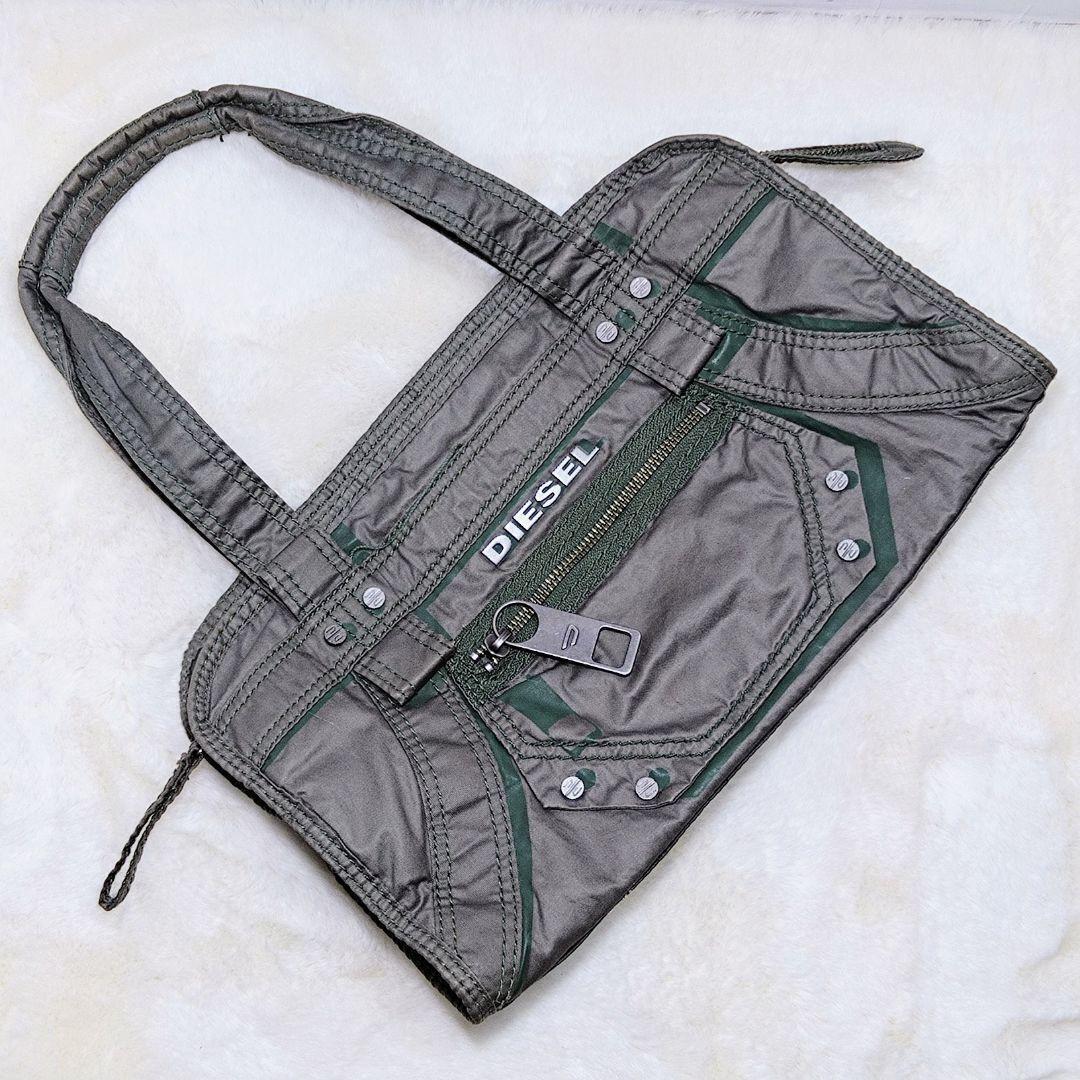 Diesel Women Archive Metal Logo Shoulder Hand bag Khaki Y2K Diesel Women Archive Metal Logo Shoulder Hand bag Khaki Y2K