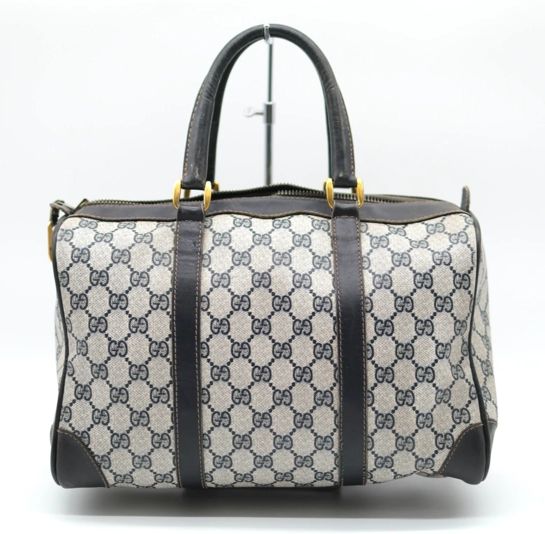 Mini sac vintage GUCCI Boston bleu marine GG suprême authentique