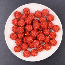100pcs 10mm Rhinestone Beads Orange Shiny Round Shamballa Ball for Crafting
