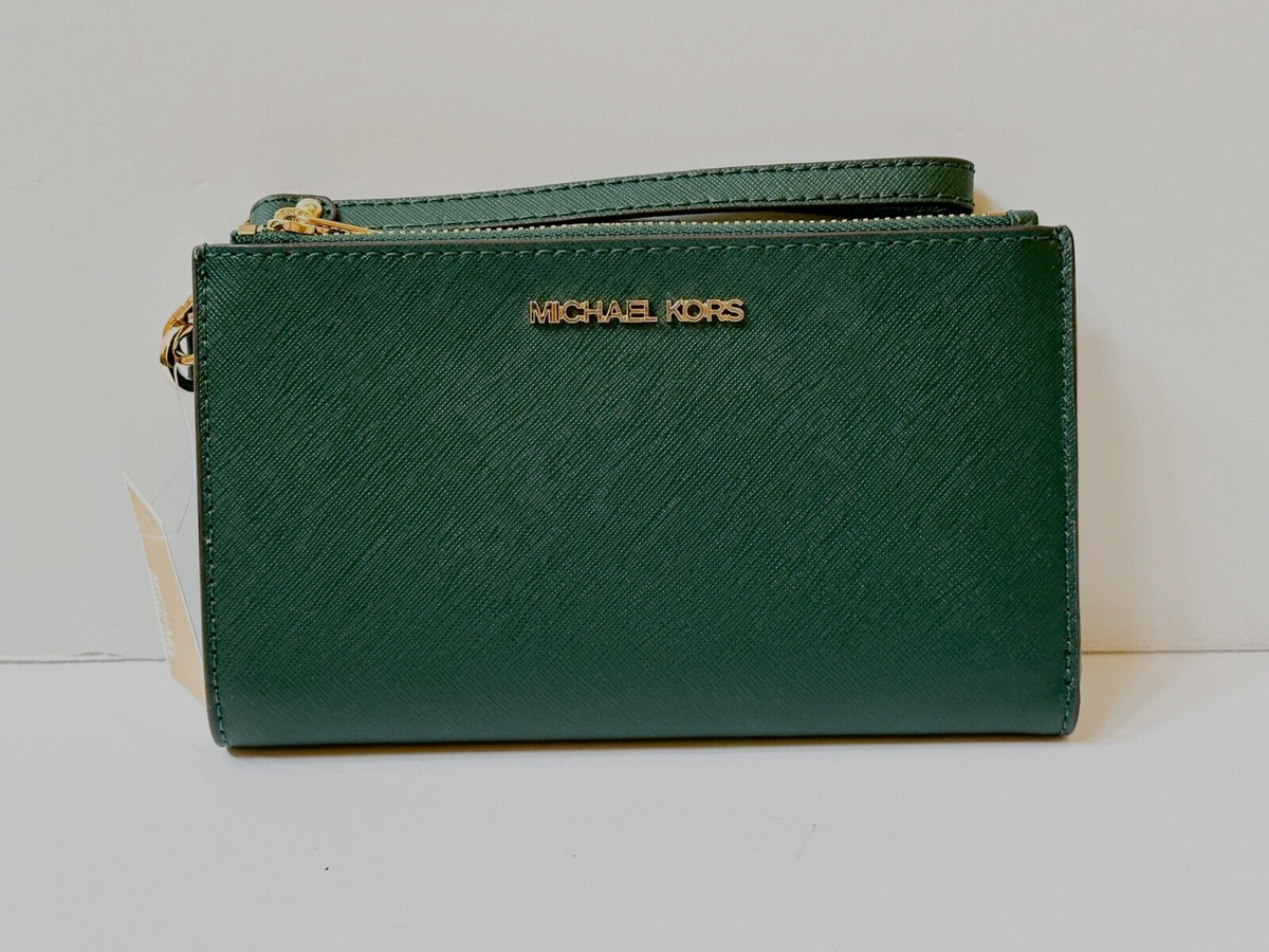 Michael Kors Jet Set Travel Large Double Zip Phone Wallet Racing