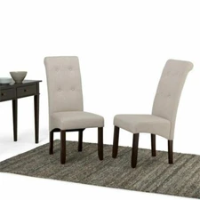 SET OF 2 Simpli Home Cosmopolitan Transitional Deluxe Tufted Parson Chair 