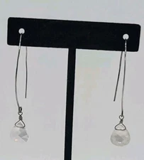 Sterling Silver Clear Crystal Bead Threader Earrings Beautiful Bling 