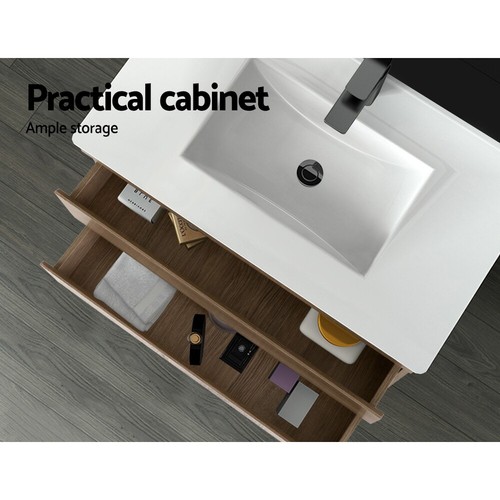 Cefito Bathroom Vanity Cabinet Basin Unit Sink Storage Wall Mounted Oak 900mm - Picture 7 of 8