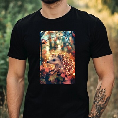 Herren T-Shirt Igel Glänzende Lichter  Motiv Baumwolle Größe XS bis 5XL