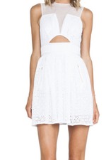 revolve three floor white precisely eyelet mini dress mesh top Size 4