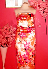 WOMEN SILKY FLORAL STRAPLESS BODYCON DRESS ( SIZE M )