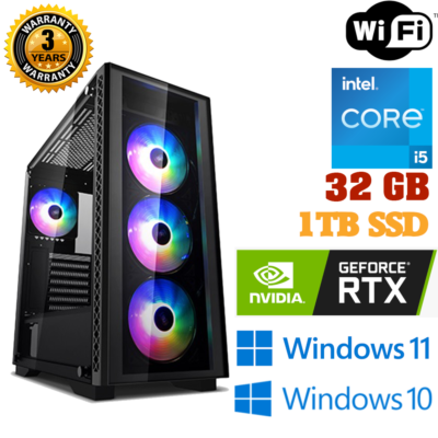 RTX 3060 Intel i5 6 Cores 32GB RAM 1TB SSD Windows 11/10 PRO RTX 3060 Intel i5 6 Cores 32GB RAM 1TB SSD Windows 11/10 PRO