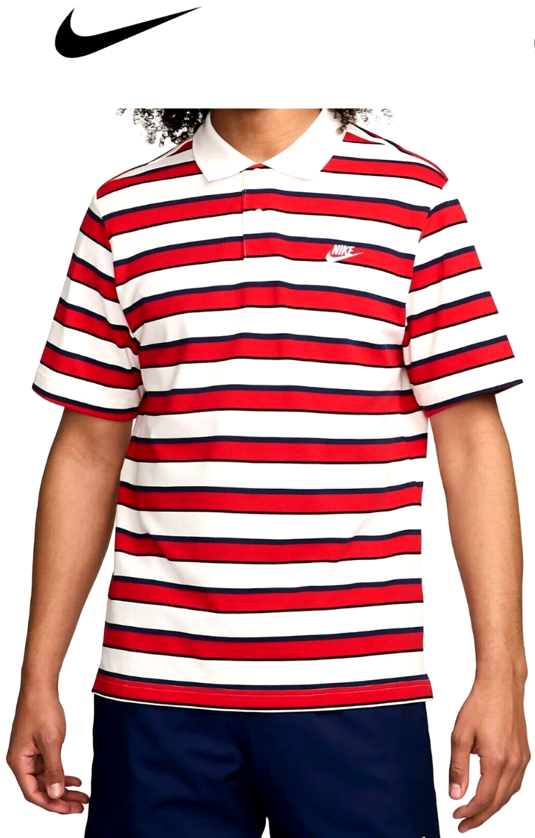 ãããã¹ dead stock nike polo shirt y2 white red NEW by NIKE, MEN'S SMALL, CLUB STRIPED REDðŽ&âªïžWHITE POLO