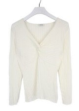 Sandro Pullover Damen XL Verdreht Ausschnitt Wollmischung Gestrickt Weiß