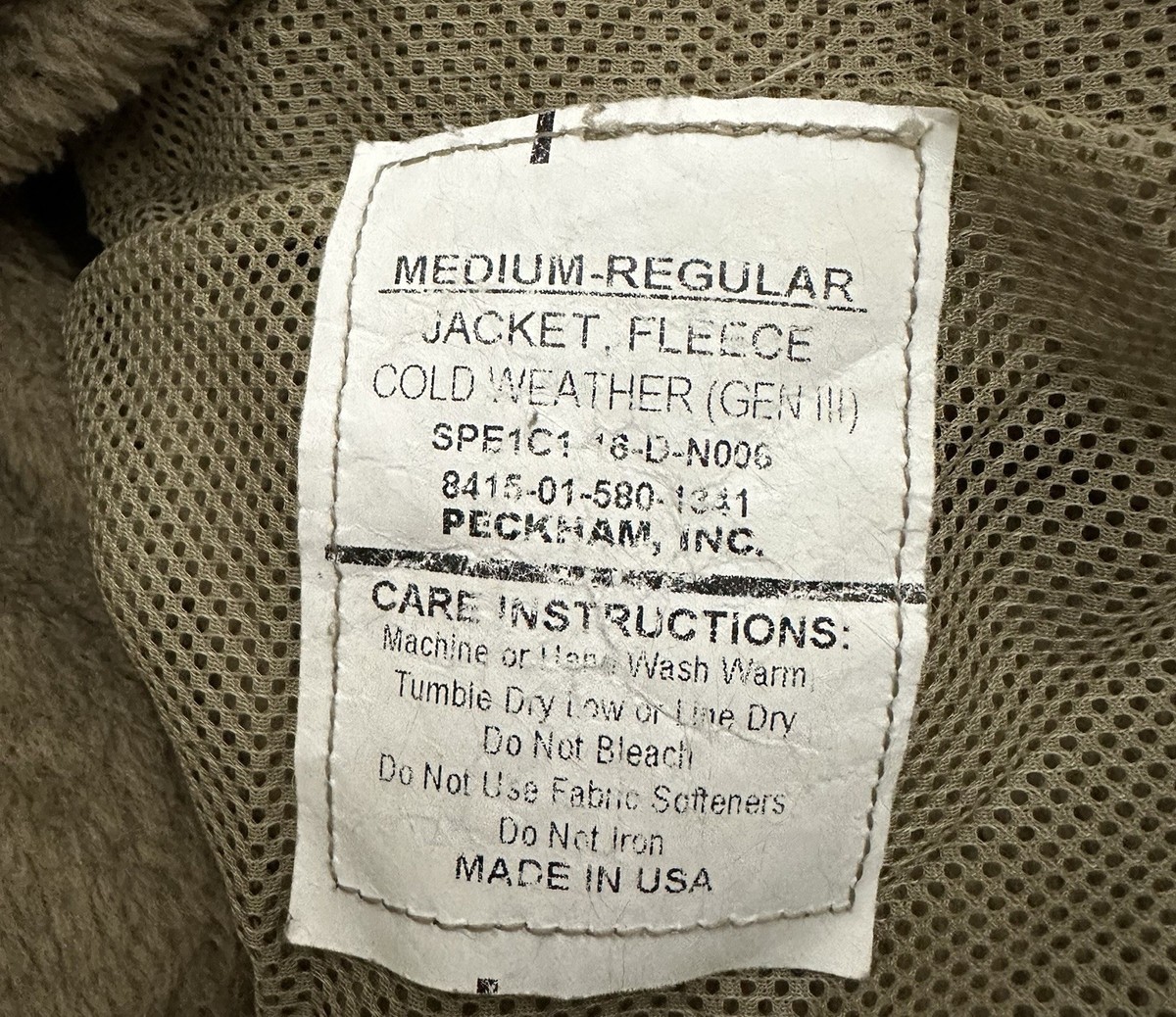 US.ARMY / COLD WEATHER/GEN Ⅲ/フリースジャケット/M/KHK/無地/8415-01-580-1341 Army Jacket Fleece Cold Weather GEN III 8415-01-580-1341 Sz Medium