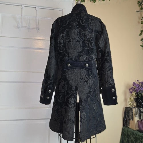 Shrine Hollywood California black brocade gothic steampunk military vampire coat image 16