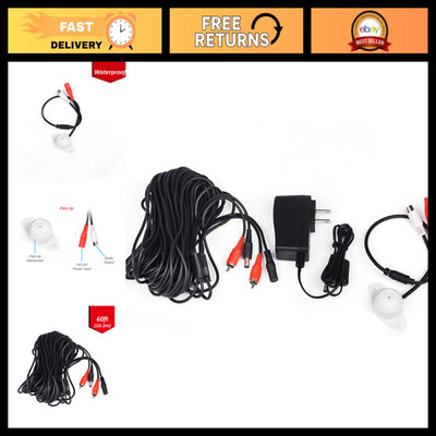 High-Sensitivity Weatherproof Preamp Microphone Kit with 60ft Cable for CCTV Aud