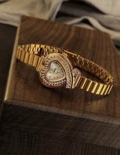 1pc Vintage French Engraved Heart-Shaped Golden Small Dial Women'