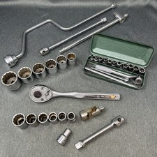 Vintage Speedmaster Western Auto Mechanic Socket Wrench 30 Tool Set Ratchet Box