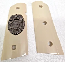 COLT 1911 Officers Model or Defender Model 1911 Faux Ivory Police Medallion NICE