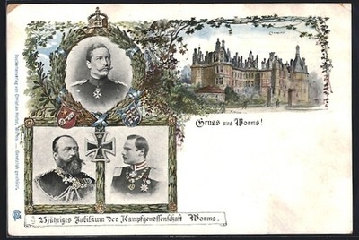 AK Worms, Großherzog Ernst Ludwig v. Hessen-Darmstadt, 25jähr. Jubiläum d. Kamp 