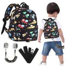 Toddler Harness Backpack Leash, Cute Excavator Kids Black/Truck, Black Link