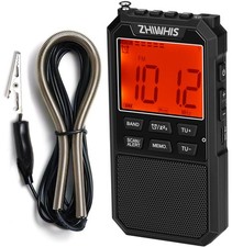 ZHIWHIS Portable Radio, AM FM Stereo SW NOAA Weather VHF Receiver with Black