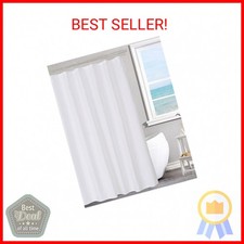 N Y HOME Fabric Shower Curtain Liner Solid White with Magnets, Hotel Quality, Ma