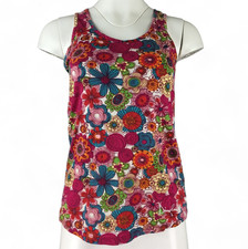 Disney Parks Tank Top Racerback Pink Blue Retro Micky Ears Bold Bright Medium