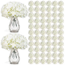 104 PCS Artificial Hydrangea Flowers, Silk Hydrangea Artificial Flowers Heads wi