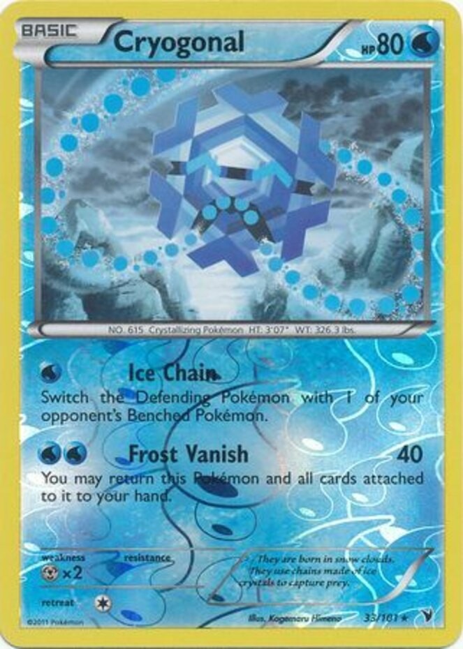 Cryogonal - 33/101 - Rare - Reverse Holo NM, English Pokemon Noble Victories
