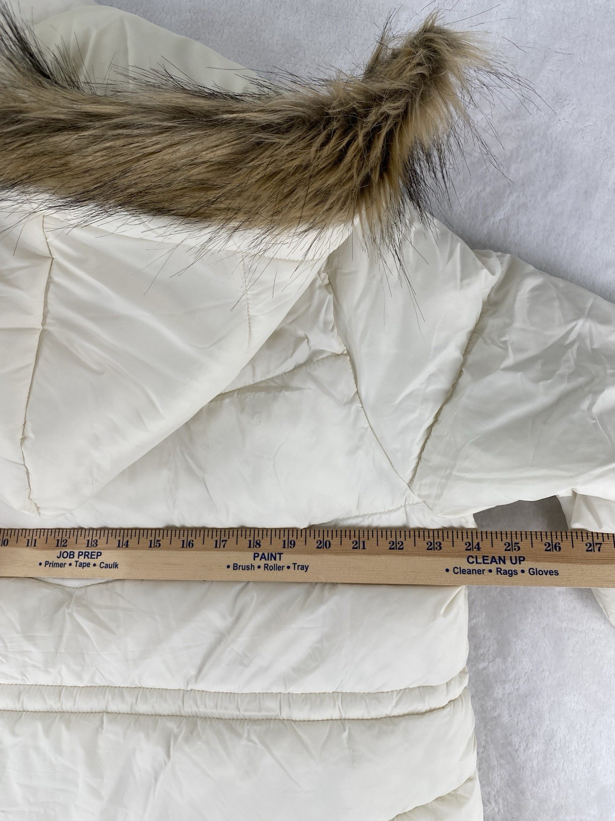 True Religion Jacket Women Large Winter White Fur Lined Hooded Puffer Parka $299 thumbnail 18