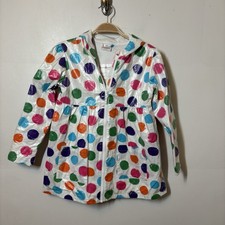 Hanna Andersson Girls Full-Zip Hooded Lined Rain Jacket 140 10 Polk-a-dot