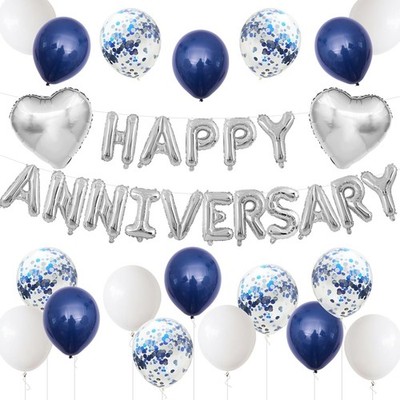 16'' Happy Anniversary Folienballon Banner Buchstabe Ballon Wimpelkette selbstaufblasend UK