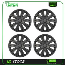 4x Black 17 Hub Caps Full Rim R17 Wheel Covers With Snap-on Retention Rings