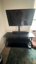 Black Glass & Metal TV Stand 3-Shelf Open Storage 46x22x22, comes w/ 40" inch TV