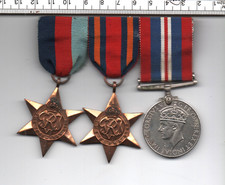 1939/45  MOUNTED TRIO OF GENUINE WORLD WAR II MEDALS AND RIBBONS (654)