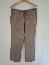 Men's Linen Trouser Size W33L29 Beige Straight Leg