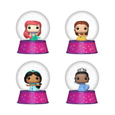 4 Funko Disney Princes Mini Globes Set - Ariel Belle Tiana Jasmine BNIB